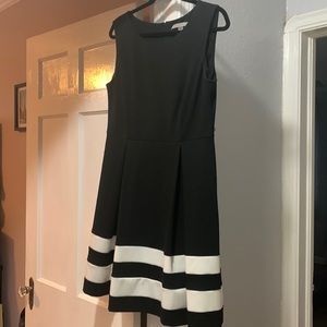 Marc New York size 12 black sleeveless dress with cream detail.